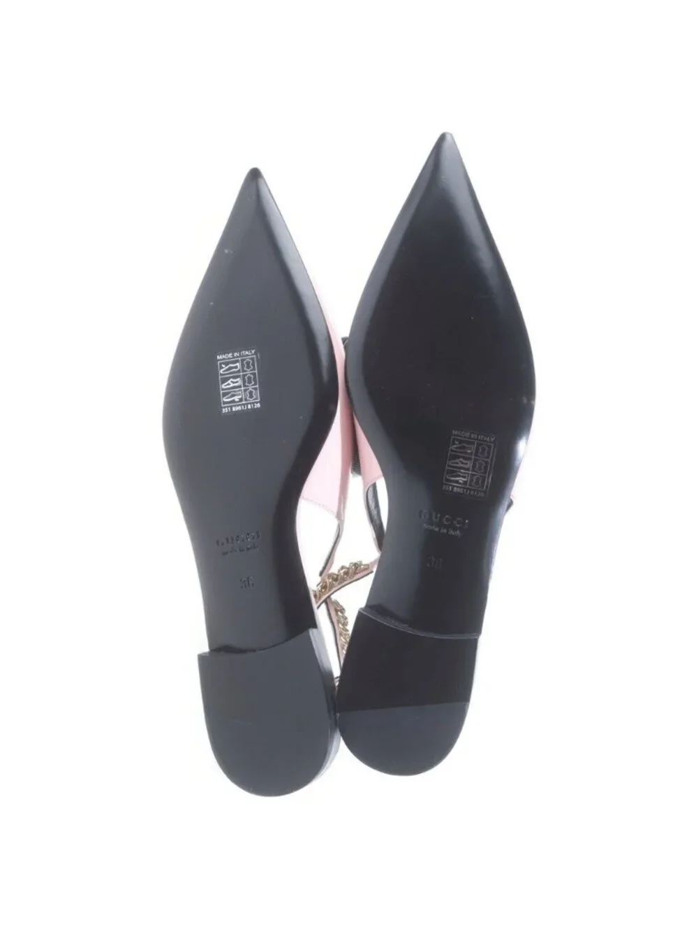 Gucci Signoria Sling Back Pumps Leather Flat Shoes Ballet Pink 36